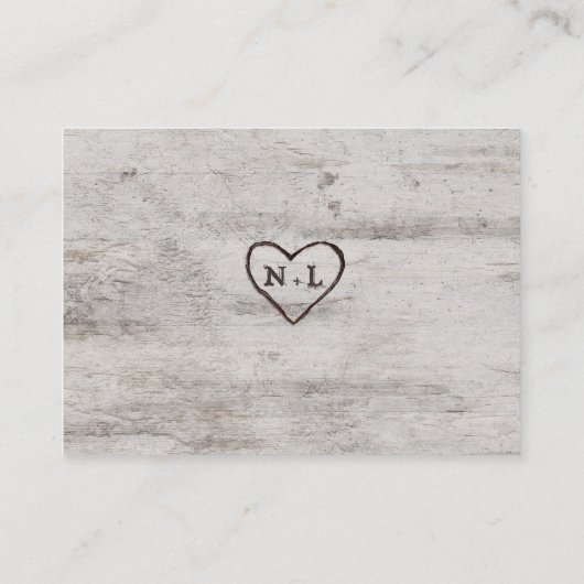 彫刻されたスウィート素朴樺の木結婚のスケジュール エンクロージャーカード (裏面)