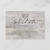 彫刻されたスウィート素朴樺の木結婚のスケジュール エンクロージャーカード (正面)