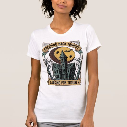 彫刻されたスプーキー マナー牛の幽霊屋敷のTシャツ Tシャツ (正面)