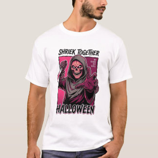 彫刻されたスレシャ―ホラーTシャツ　ハロウィン Tシャツ