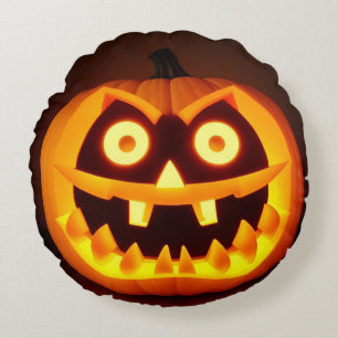 彫刻されたハロウィンのカボチャ ラウンドクッション