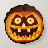 彫刻されたハロウィンのカボチャ ラウンドクッション (裏面)