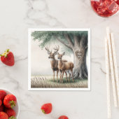 彫刻されたハートと名前を持つ2頭の鹿 スタンダードカクテルナプキン (インサイチュ)