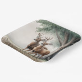 彫刻されたハートと名前を持つ2頭の鹿 ペーパープレート (傾斜あり)