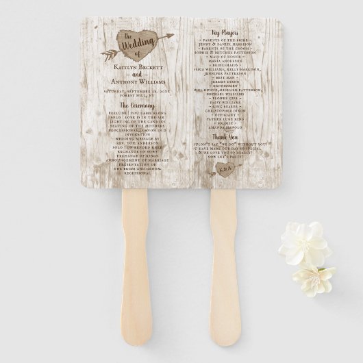 彫刻されたハートの結婚収集プログラム ハンドファン (正面&裏面)