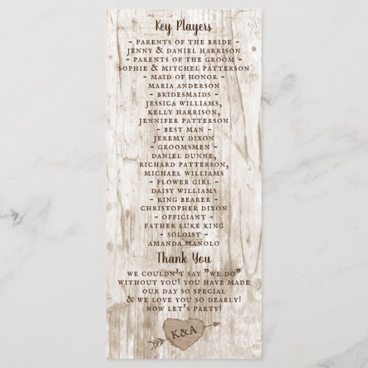 彫刻されたハートの結婚収集プログラム プログラム (裏面)