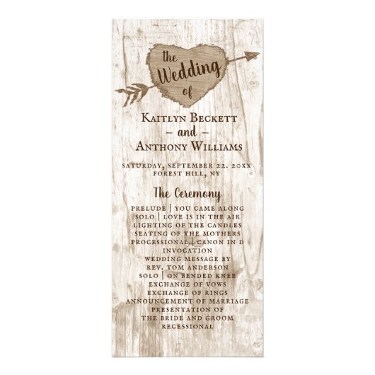 彫刻されたハートの結婚収集プログラム ラックカード (正面)