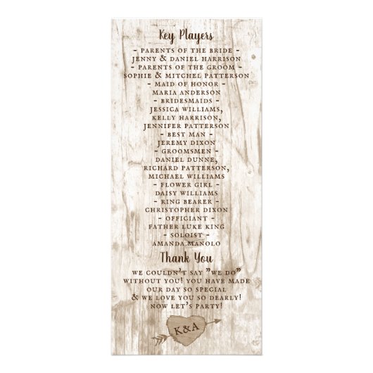 彫刻されたハートの結婚収集プログラム ラックカード (裏面)