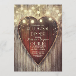 彫刻されたハートストリングライト木製リハーサル夕食会 招待状