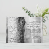 彫刻されたハートツリー素朴なリハーサルの夕食 招待状 (スタンド正面)