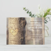 彫刻されたハートツリー素朴な結婚式招待状 招待状 (スタンド正面)