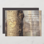 彫刻されたハートツリー素朴な結婚式招待状 招待状 (正面/裏面)