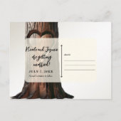 彫刻されたハートツリー素朴スタンプ日付Annoを保存 案内ポストカード (裏面)