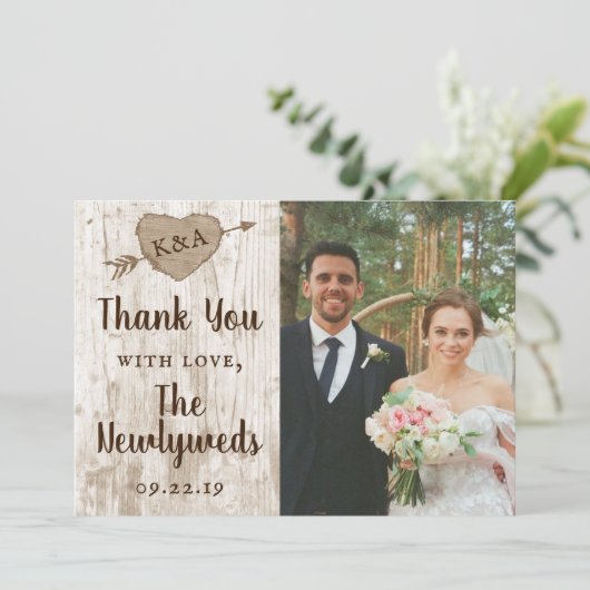 彫刻されたハートツリー結婚のコレクションありがとう サンキューカード (スタンド正面)