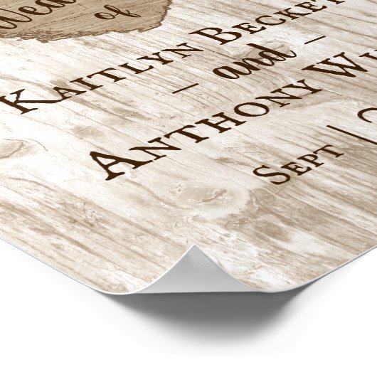 彫刻されたハートツリー結婚のコレクションへようこそ ポスター (角)