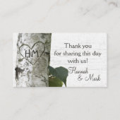 彫刻されたハート樺の木ツリーのシーティングカード プレイスカード (裏面)