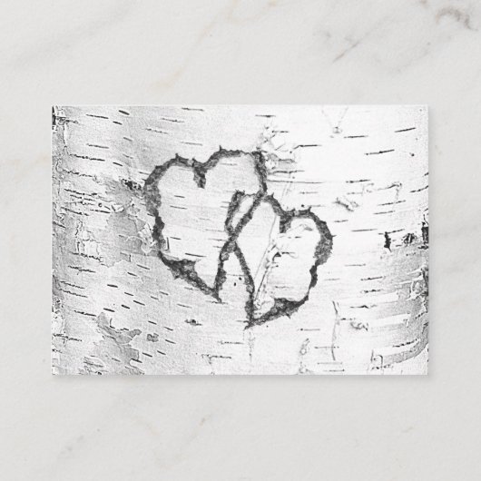 彫刻されたハート樺の木結婚バークの詳細 エンクロージャーカード (裏面)