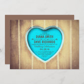 彫刻されたハート素朴な木材結婚式招待状 招待状 (正面/裏面)