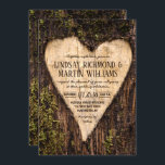 彫刻されたハート素朴カントリー結婚ツリー 招待状<br><div class="desc">ウッド彫りハートカントリー素朴ツリー結婚式招待状</div>