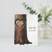 彫刻されたハート素朴ツリーのStumpのR.S.V.P. 案内ポストカード (スタンド正面)