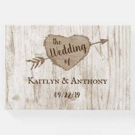 彫刻されたハート結婚のコレクション ゲストブック