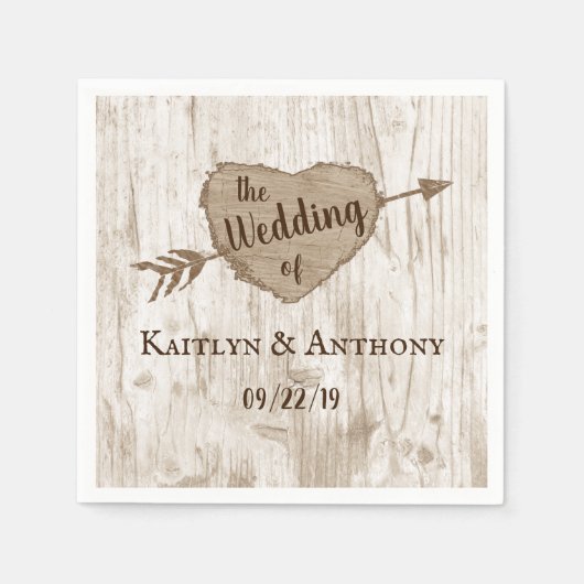 彫刻されたハート結婚のコレクション スタンダードカクテルナプキン (正面)