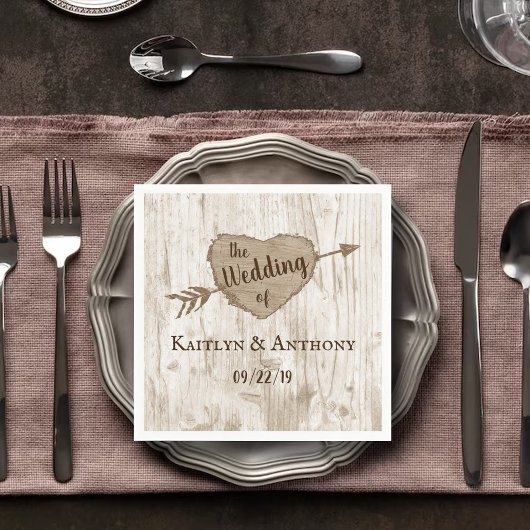 彫刻されたハート結婚のコレクション スタンダードカクテルナプキン