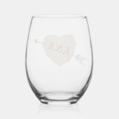 彫刻されたハート結婚のコレクション ステムなしワイングラス (裏面)