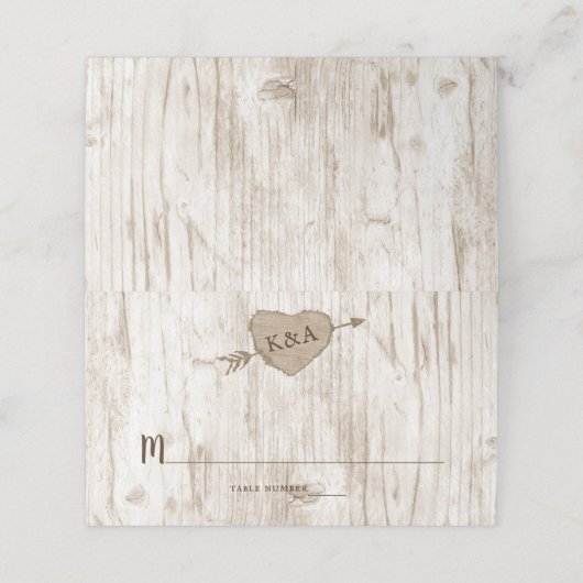 彫刻されたハート結婚のコレクション プレイスカード (外部開封)