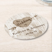 彫刻されたハート結婚のコレクション ラウンドペーパーコースター (アングル)