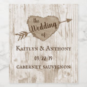 彫刻されたハート結婚のコレクション ワインラベル (シングルラベル)