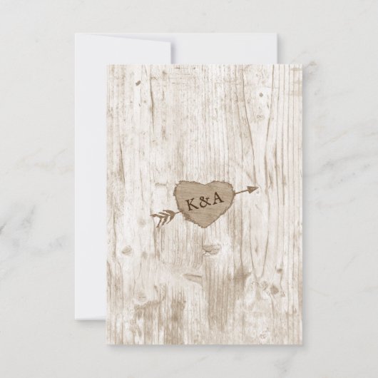 彫刻されたハート結婚のコレクション 出欠カード (裏面)