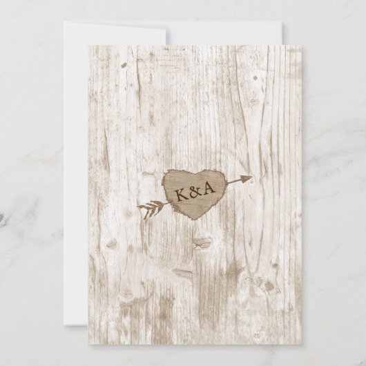 彫刻されたハート結婚のコレクション 招待状 (裏面)