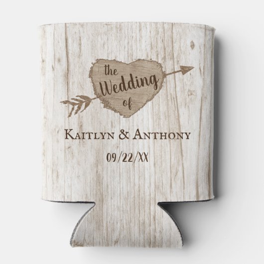 彫刻されたハート結婚ツリーのコレクションの好意 缶クーラー (裏面)