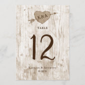 彫刻されたハート結婚ツリーのコレクションテーブル番号。 招待状 (裏面)