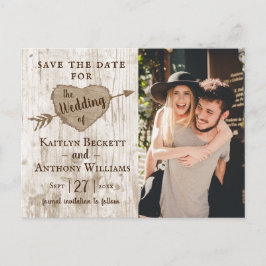 彫刻されたハート結婚ツリーの写真日付を保存 案内ポストカード