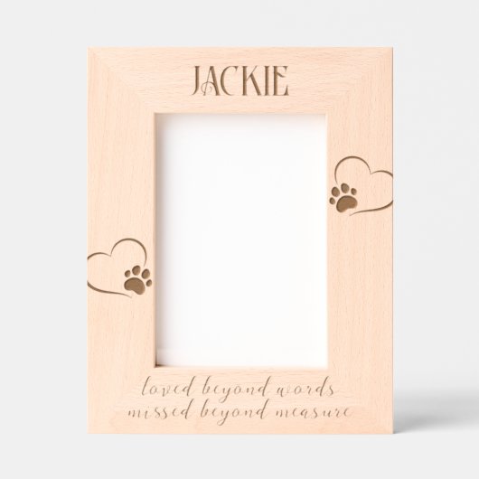 彫刻されたペット記念碑「言葉を超えて愛された」フレーム レーザー彫刻フレーム (正面)