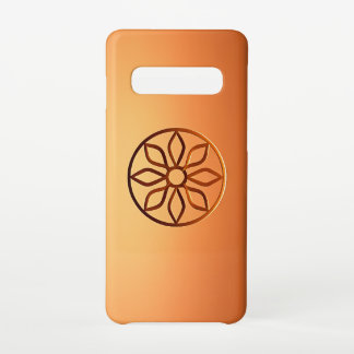 彫刻されたモチーフデザインオンブラウン SAMSUNG GALAXY S10ケース