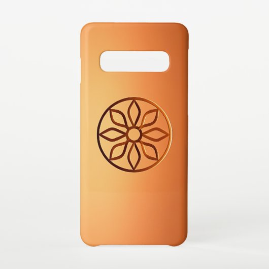 彫刻されたモチーフデザインオンブラウン SAMSUNG GALAXYケース (裏面)