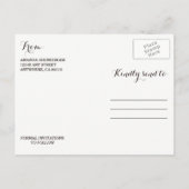 彫刻されたヤシの木のビーチライト日付カードを保存 案内ポストカード (裏面)