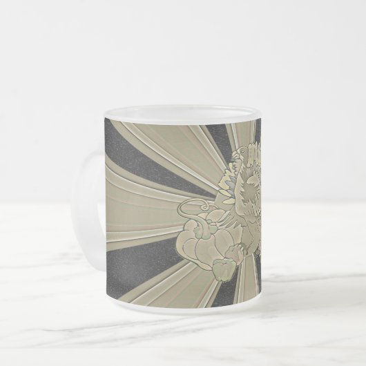 彫刻された感謝祭トルコ – フロストグラスマグカップ (正面左)