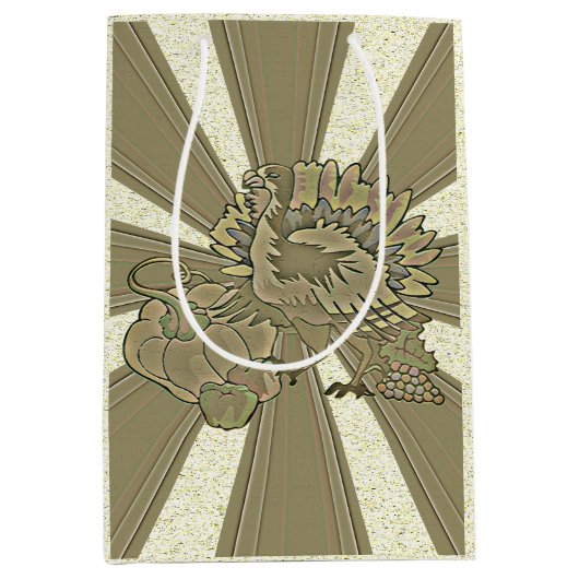 彫刻された感謝祭トルコ – ミディアムペーパーバッグ (正面)