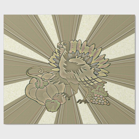 彫刻された感謝祭トルコ –  ラッピングペーパー (フラット)