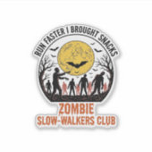 彫刻された月とダークユーモアのあるゾンビTシャツ シール (正面)