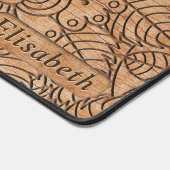 彫刻された木材フローラサークルパーソナライズされた曼荼羅 デスクマット (コーナー)