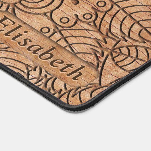 彫刻された木材フローラサークルパーソナライズされた曼荼羅 デスクマット (コーナー)