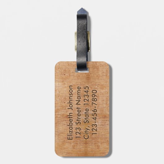 彫刻された木材フローラサークルパーソナライズされた曼荼羅 ラゲッジタグ (裏面縦)