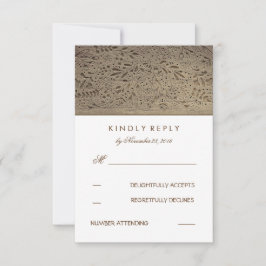 彫刻された木素朴材フローラ結婚式RSVPカード 出欠カード