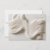 彫刻された流れるアイボリー結婚の食事の選択肢RSVP 出欠カード (正面)