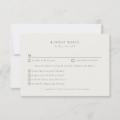 彫刻された流れるアイボリー結婚の食事の選択肢RSVP 出欠カード (裏面)